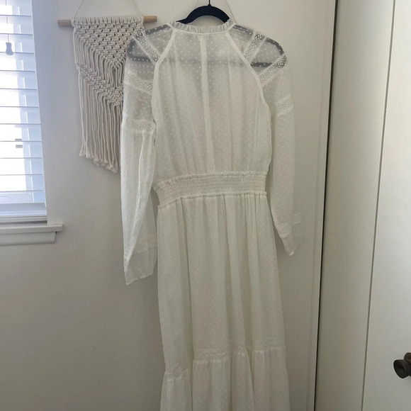 Lauren Ralph Lauren Black Label White Cottagecore Swiss Dot Midi Dress - Picture 6 of 11